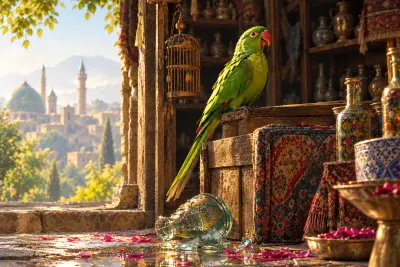 حکایت مرد بقّال و طوطی و روغن ریختنٍ طوطی در دکّان