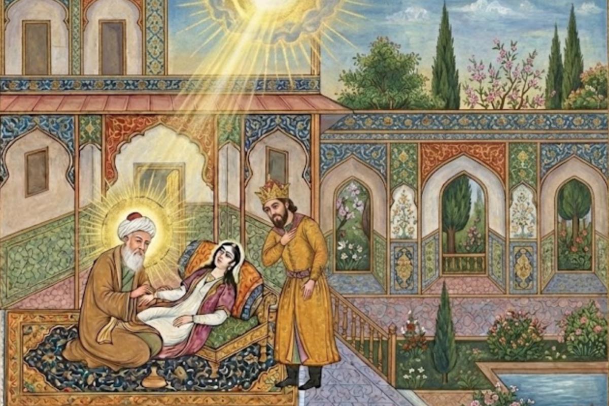 بردن پادشاه آن طبیب را بر سر بیمار تا حال او را ببیند