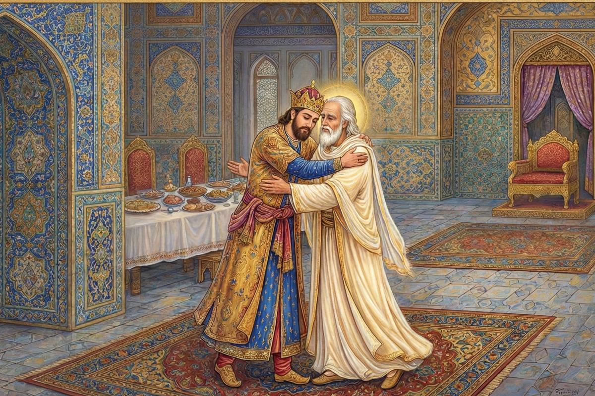 ملاقات پادشاه با آن طبیب الهی که در خوابش بشارت داده بودند به ملاقاتِ او