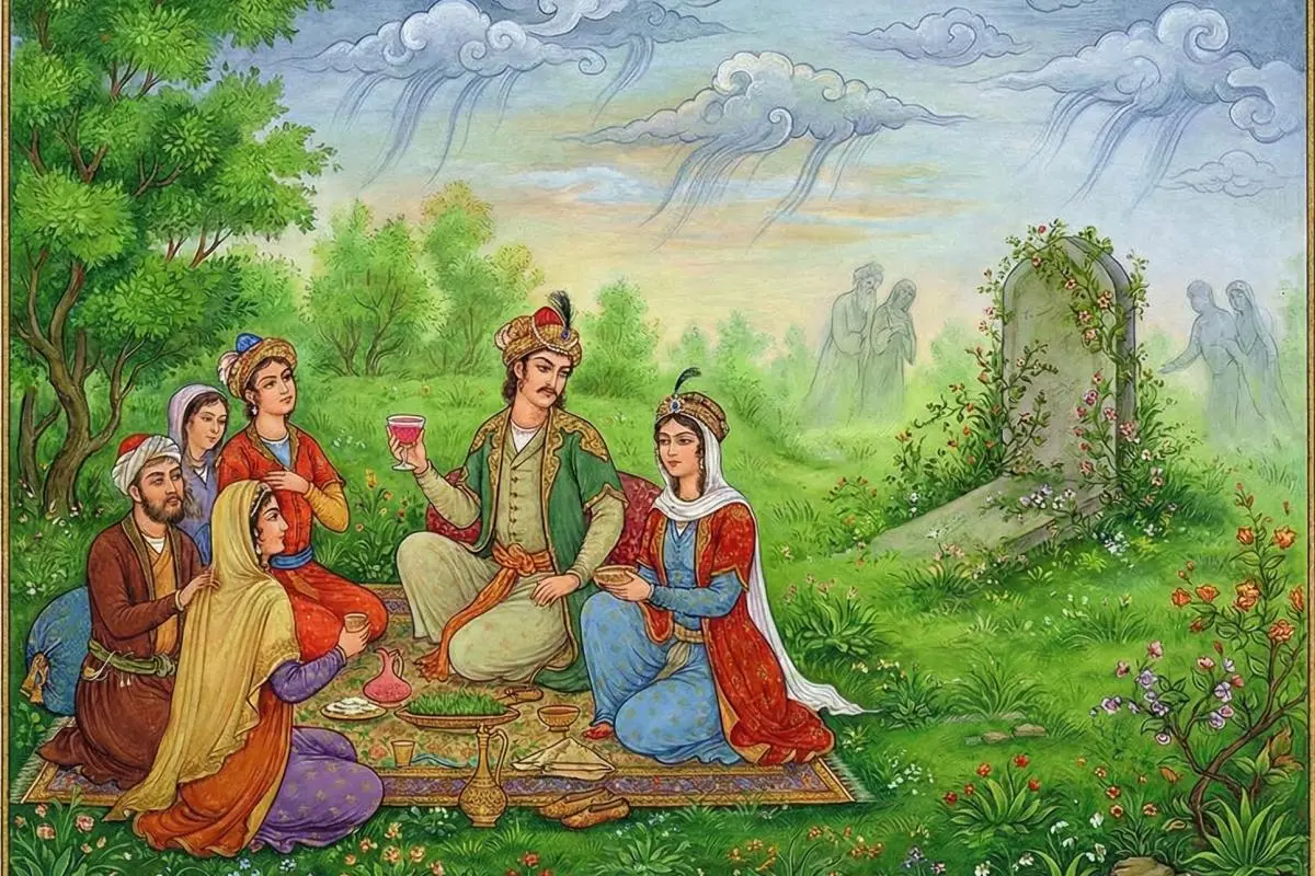 ابر آمد و باز بر سرِ سبزه گریست